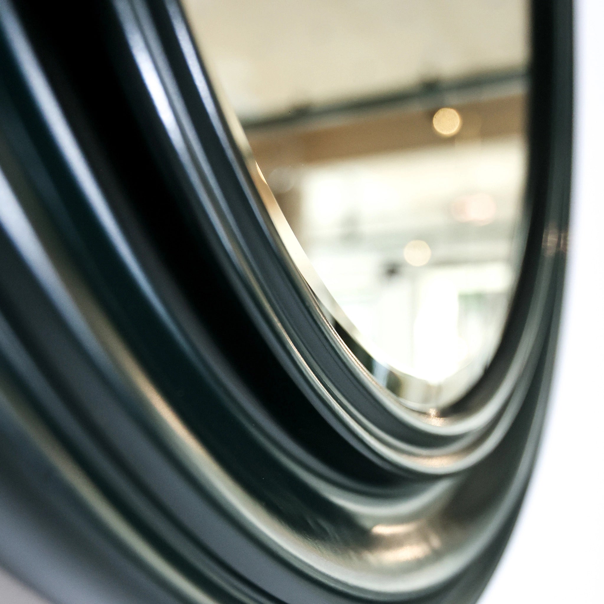 1970s Italian Dark Green Wooden Round Wall Mirror