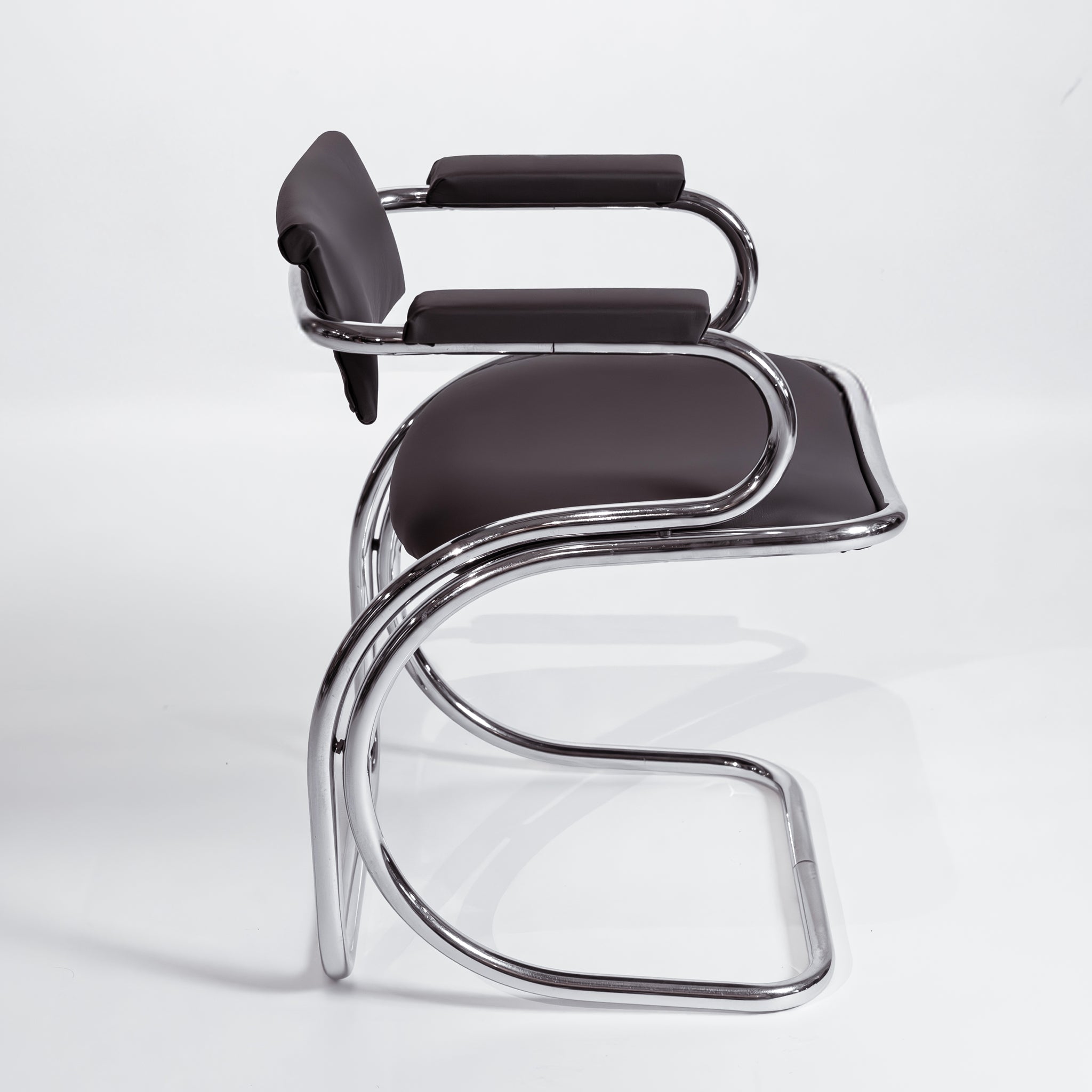 Silla Cantiléver Italiana Vintage en Metal Tubular Cromado, Años 70