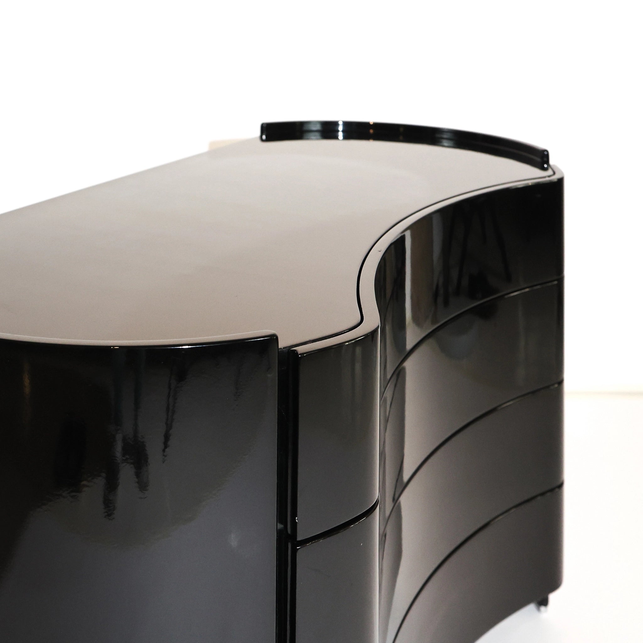 "Aiace" Black Curved Chest of Drawers by Benatti, Italy, 1970s