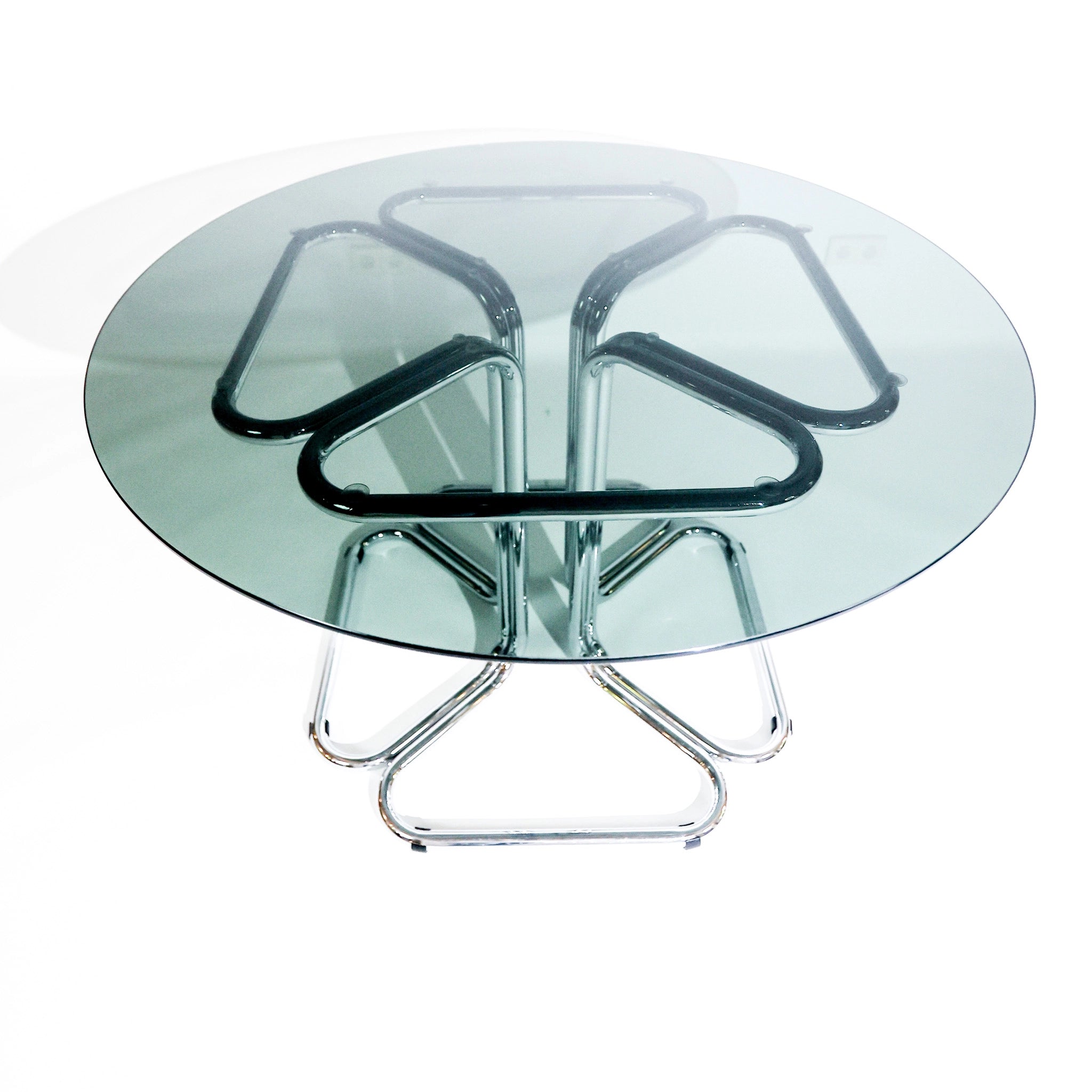 Giotto Stoppino 1970s Italian Mid-Century Modern Smoked Glass Dining Table