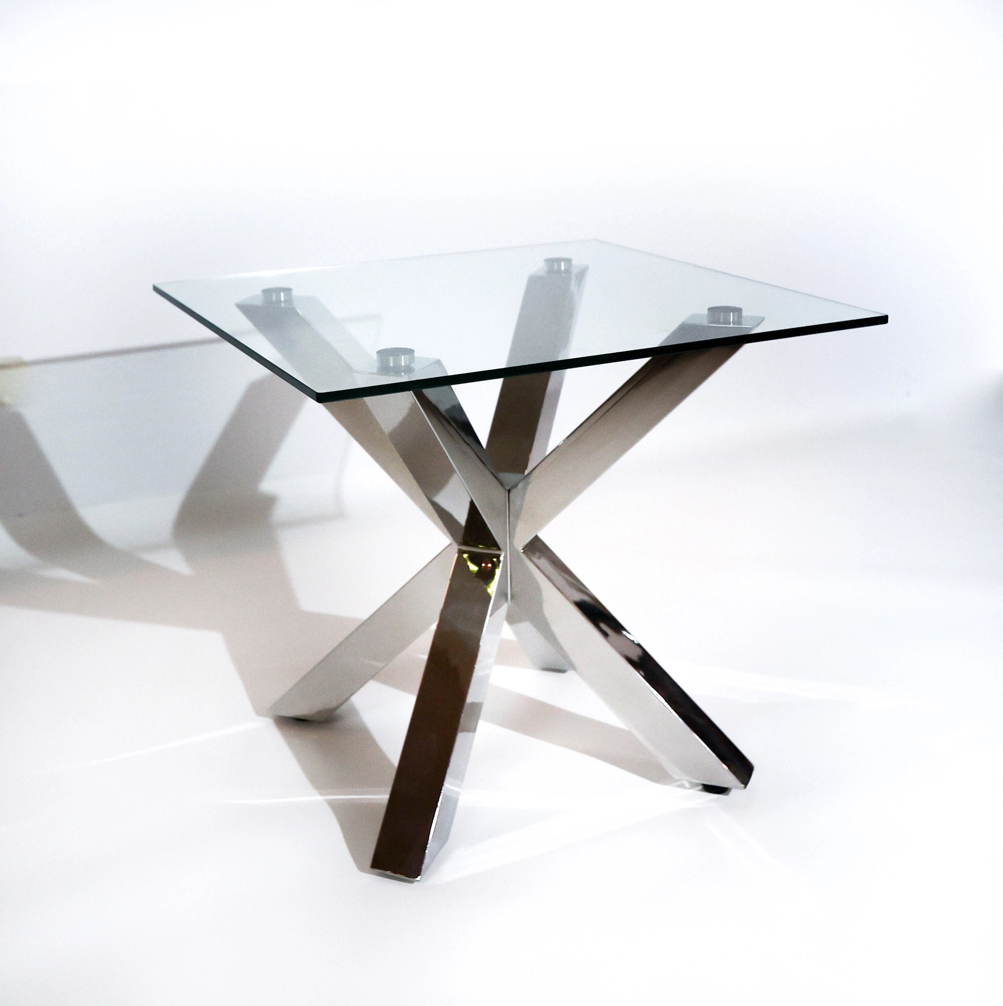 Italian “Starlight” Coffee Table with Glass Top and Metal Legs