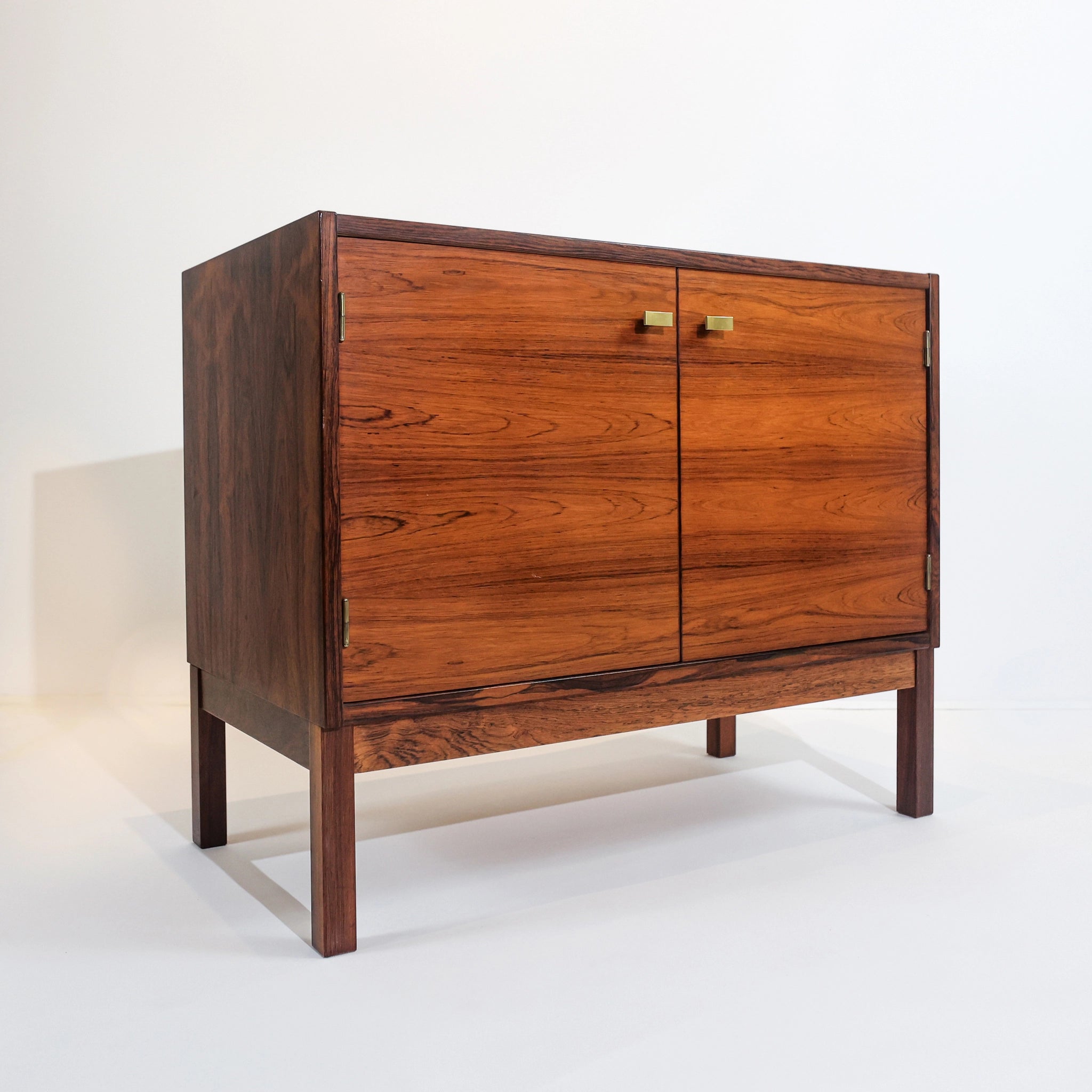 Swedish Rosewood Dresser with Brass Handles