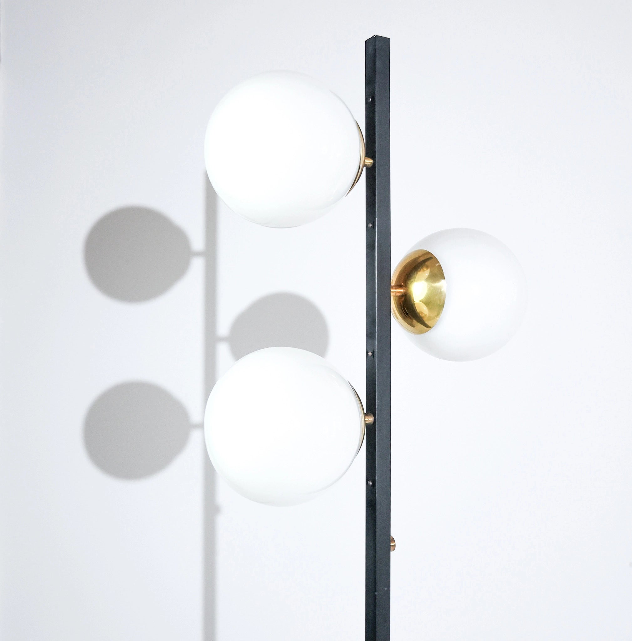 Mid-Century Italian Stilnovo Floor Lamp with Opaline Globes and Marble Base
