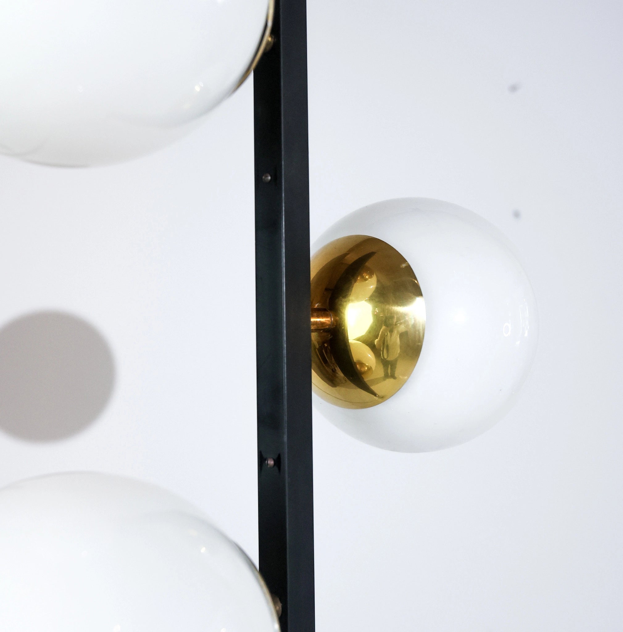 Mid-Century Italian Stilnovo Floor Lamp with Opaline Globes and Marble Base