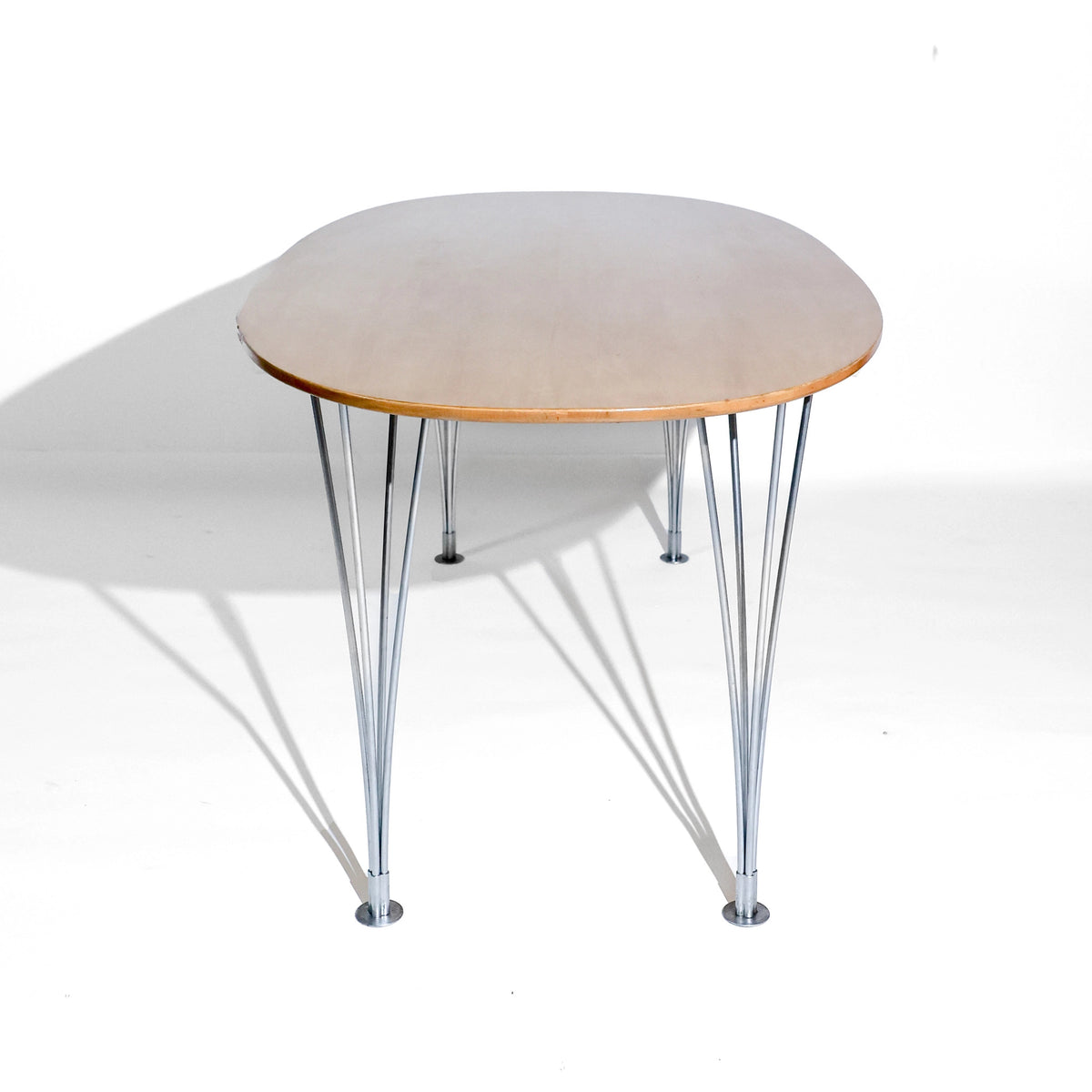 Mesa de comedor vintage Super-Ellipse de Piet Hein, Bruno Mathsson y Arne Jacobsen para Fritz Hansen, abedul de Carelia