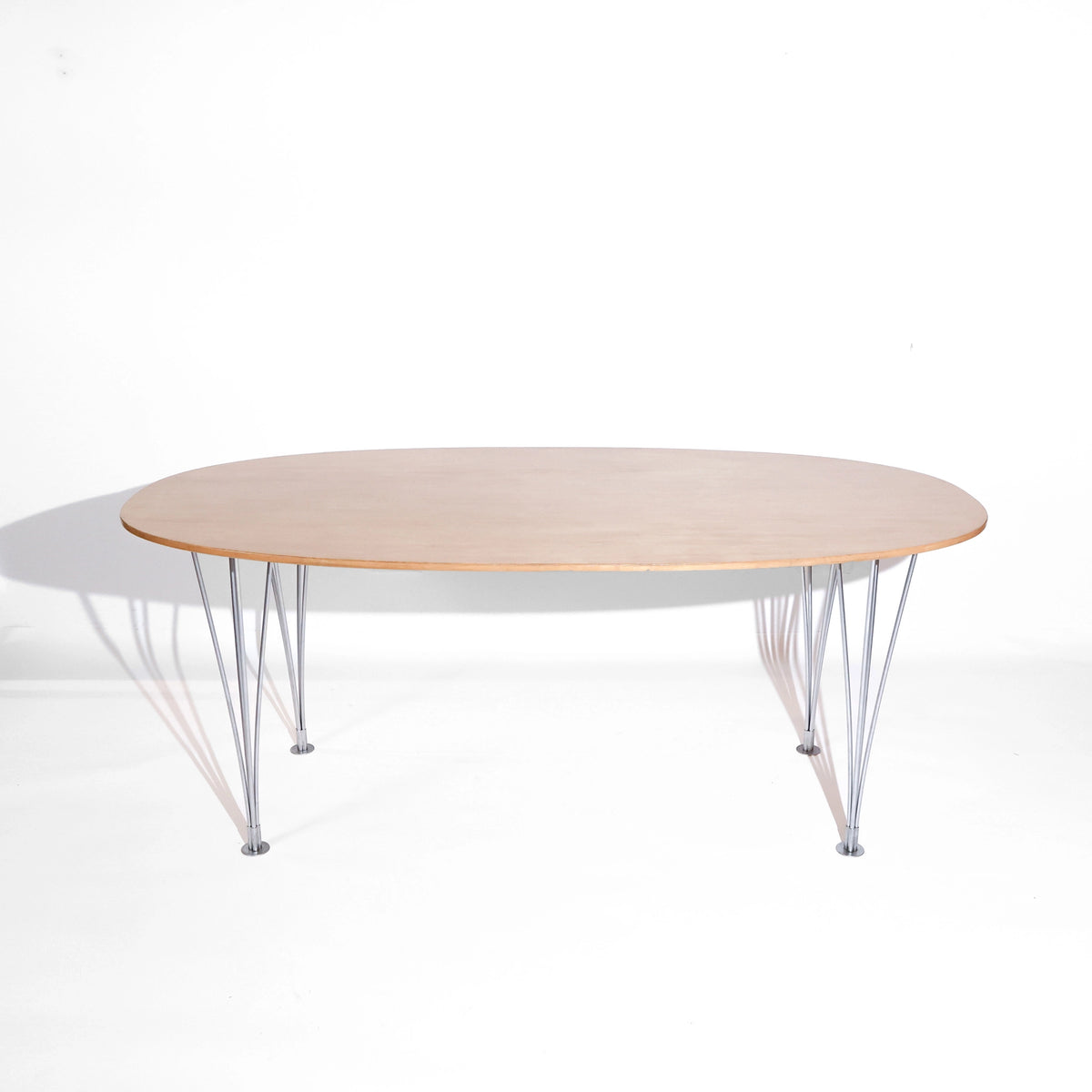 Mesa de comedor vintage Super-Ellipse de Piet Hein, Bruno Mathsson y Arne Jacobsen para Fritz Hansen, abedul de Carelia