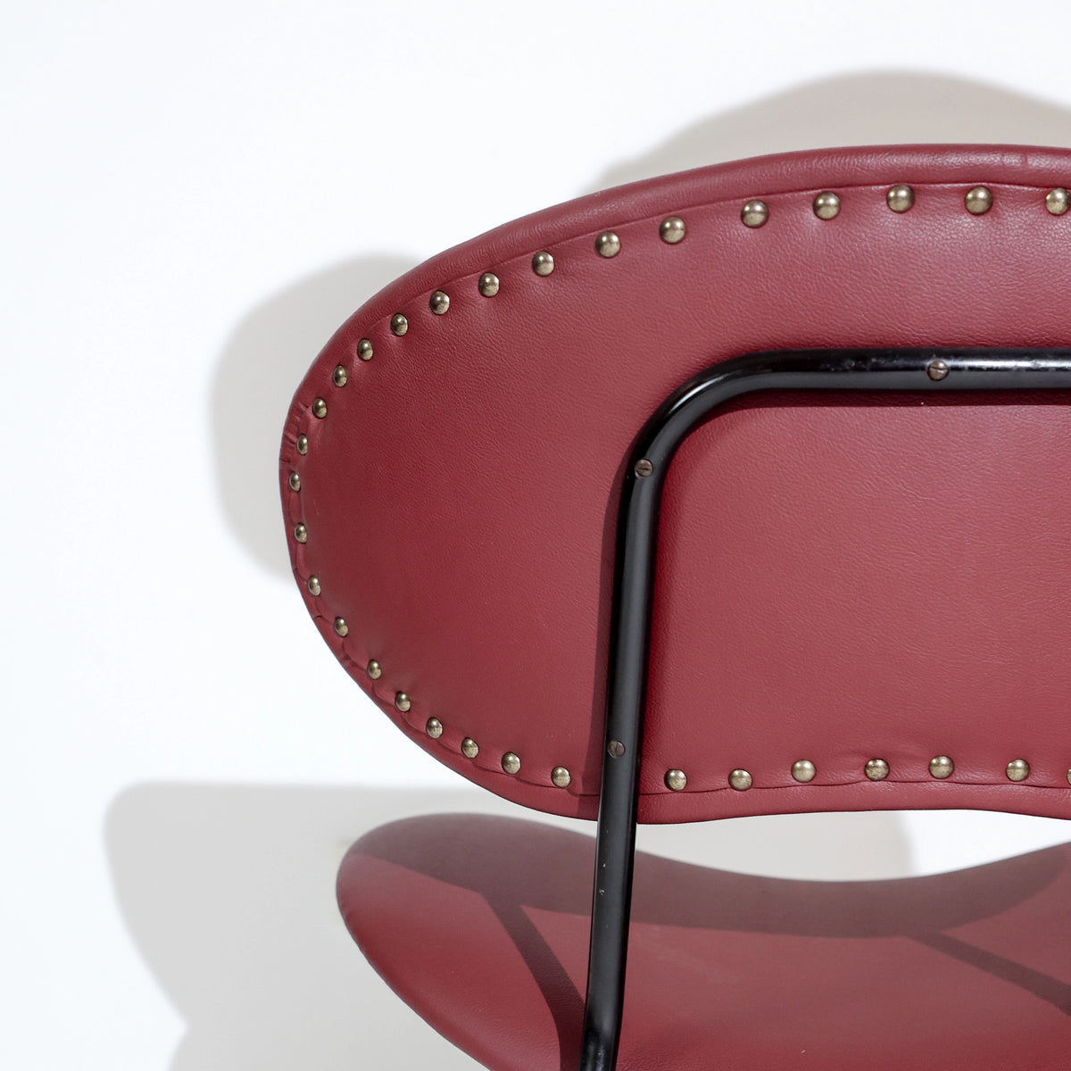 Silla Vintage de Gastone Rinaldi para Rima, Estructura Lacada en Negro y Tapizado Burdeos, Italia, Años 50