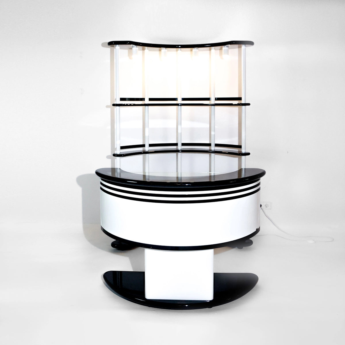 Mueble Bar Vintage de Guzzini para Stilglass Donati, Negro y Blanco, Italia, Años 70