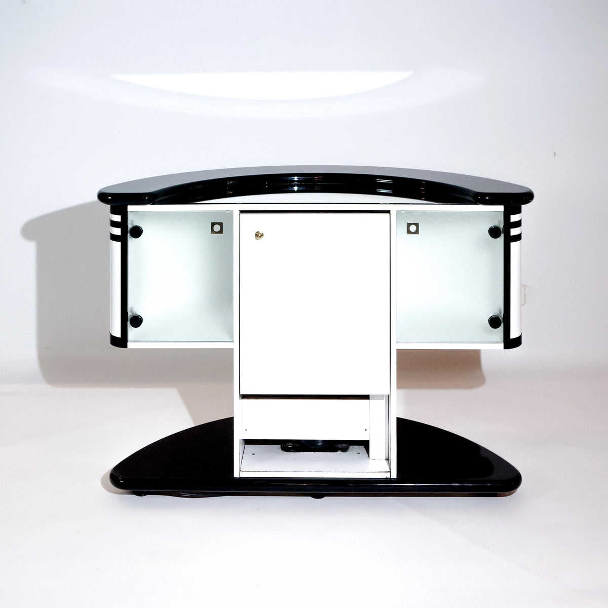 Mueble Bar Vintage de Guzzini para Stilglass Donati, Negro y Blanco, Italia, Años 70