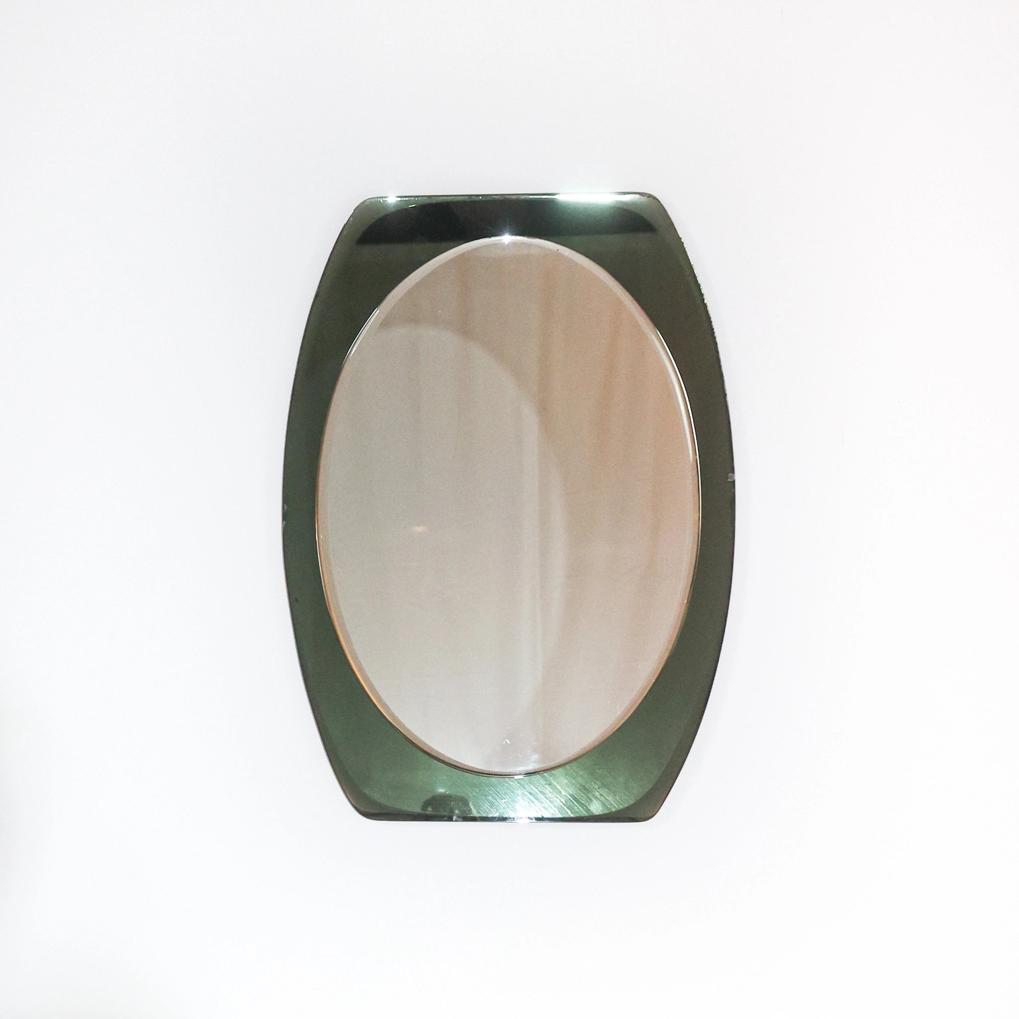 1950s Green Cristal Arte Italian Vintage Mirror