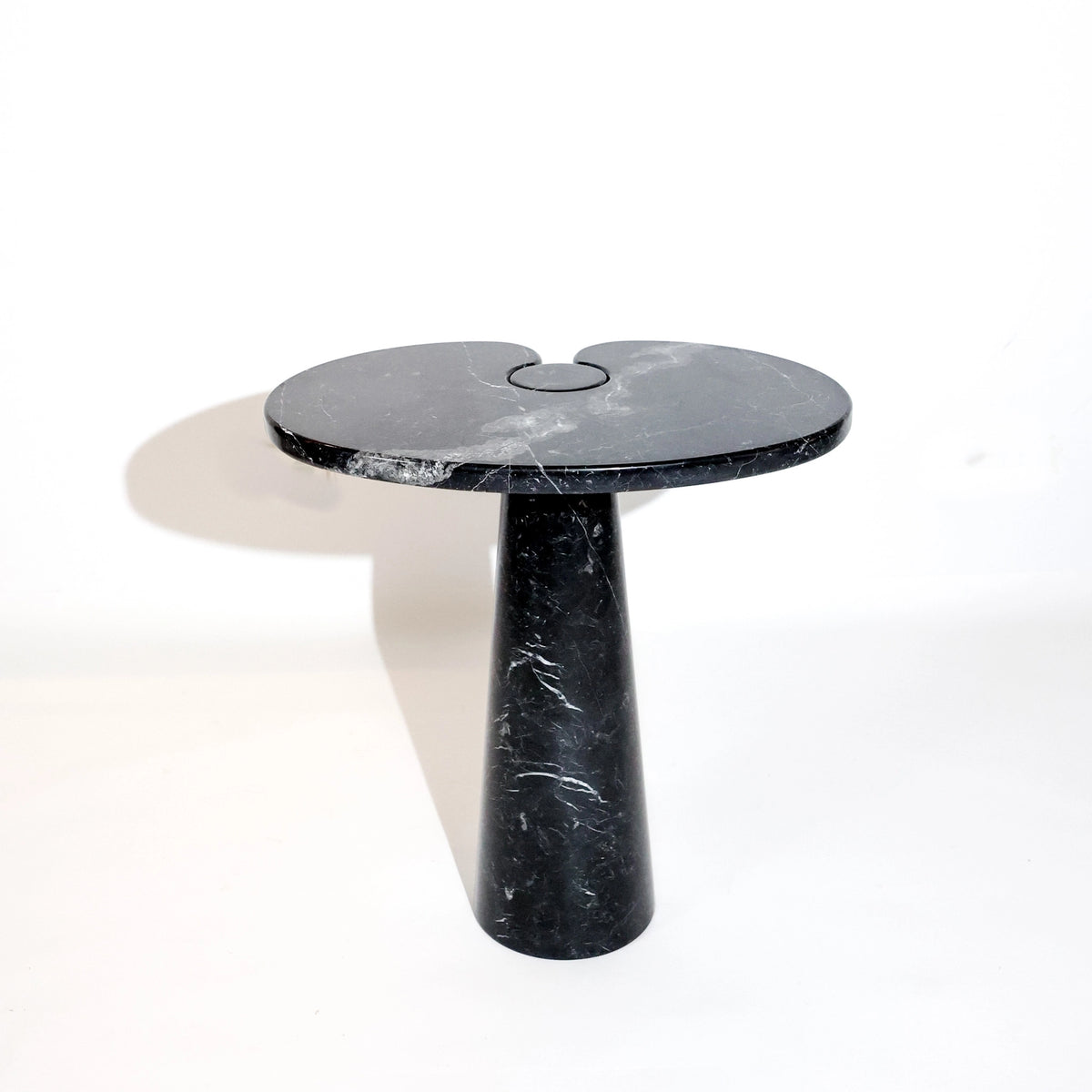 Mesa Auxiliar Vintage Eros de Mármol de Angelo Mangiarotti para Skipper, Marquina Negro, Italia, Años 70