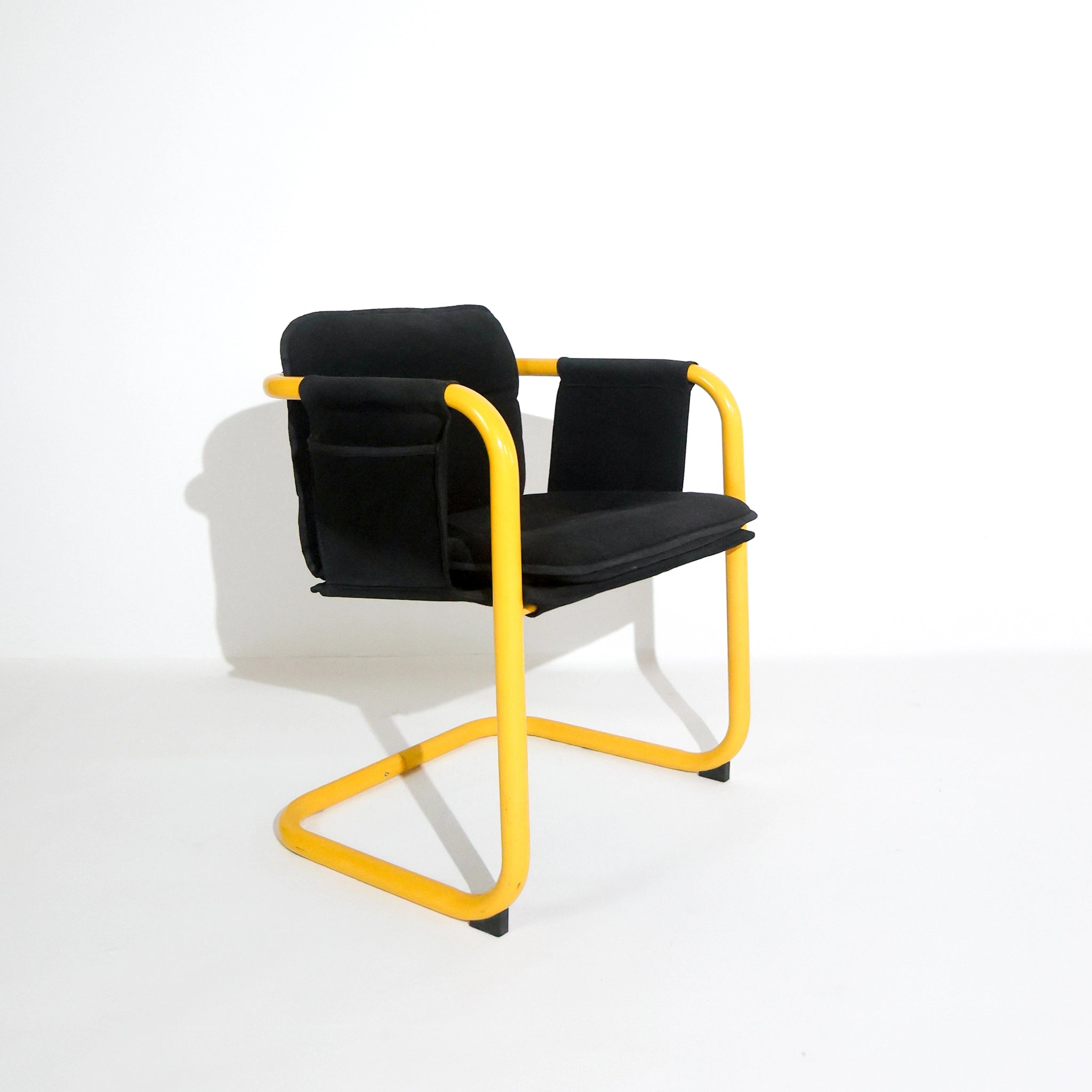 Postmodern Cantilever  Yellow Tubular Frame Armchair, Italy, 1970s