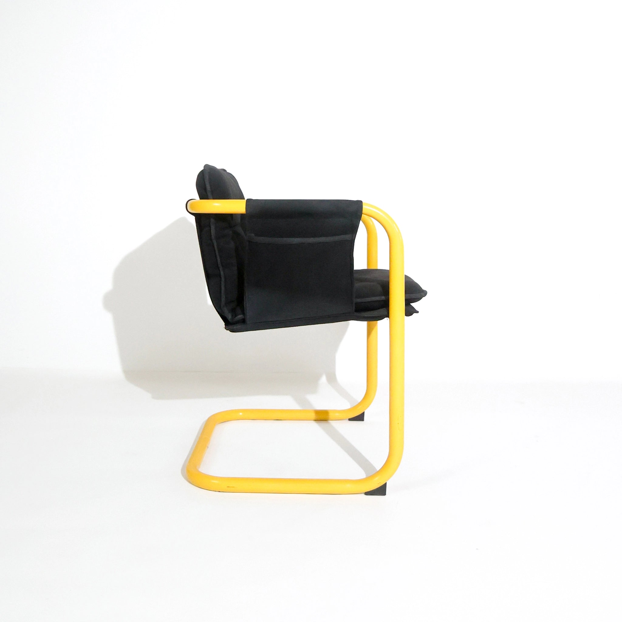 Postmodern Cantilever  Yellow Tubular Frame Armchair, Italy, 1970s