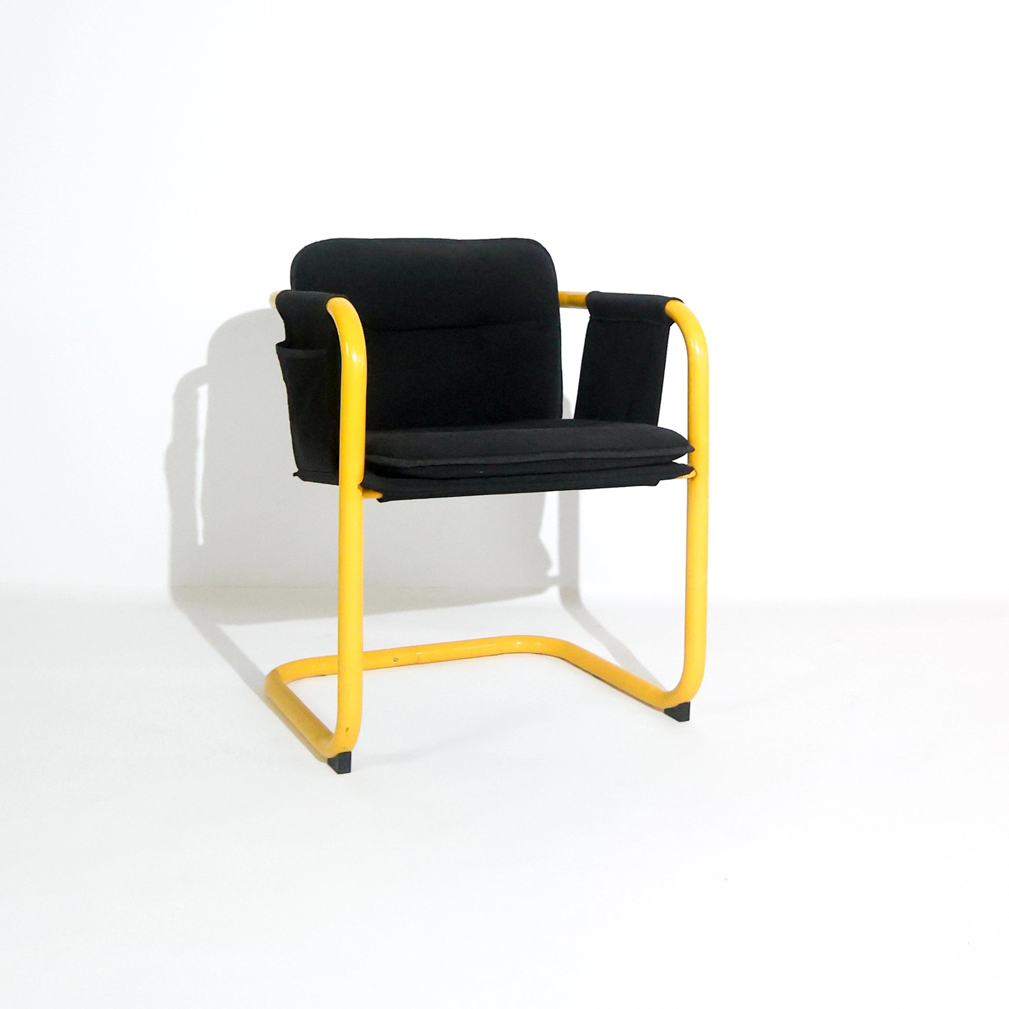 Postmodern Cantilever  Yellow Tubular Frame Armchair, Italy, 1970s