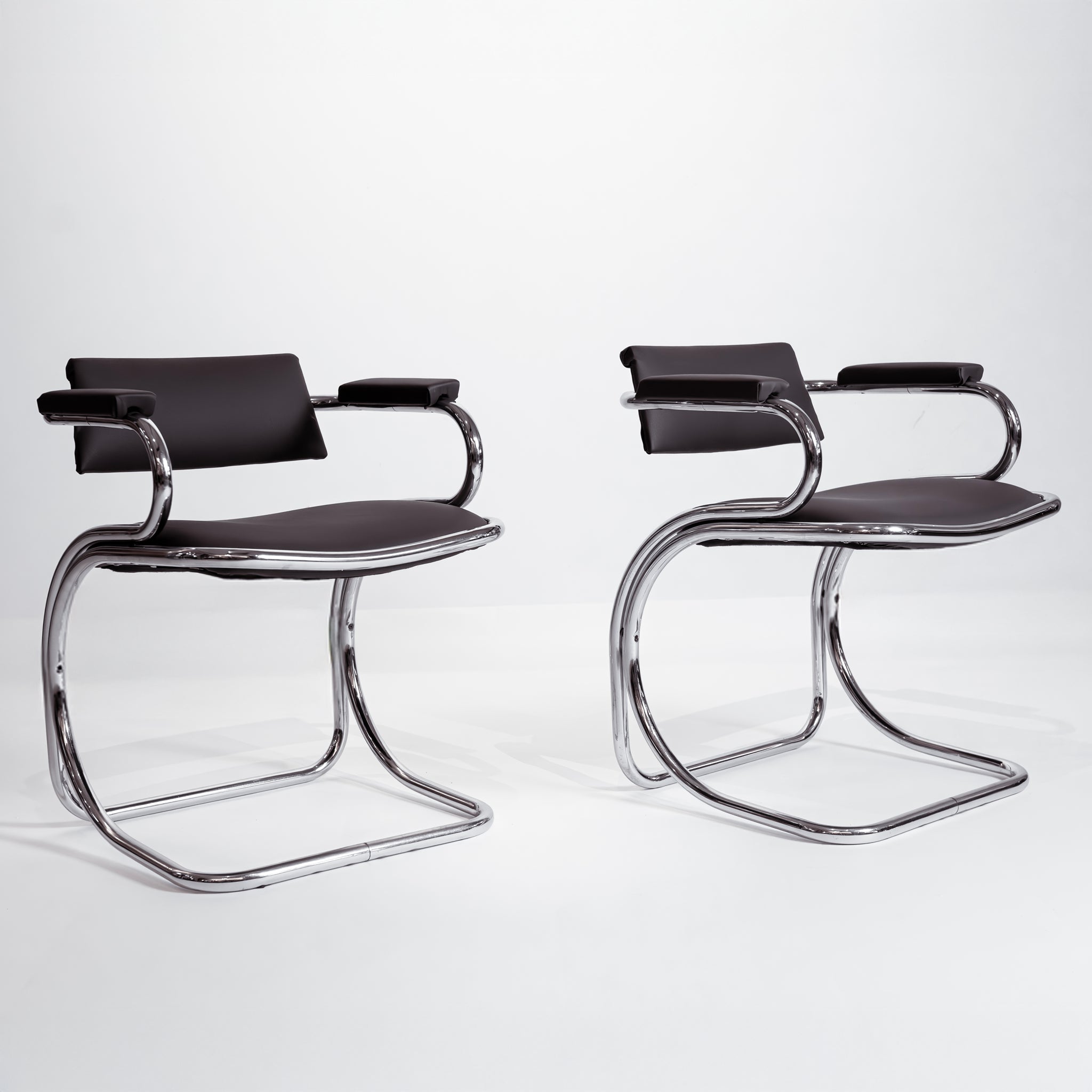 Vintage Italian Cantilever Chair in Chrome Tubular Metal, 1970s