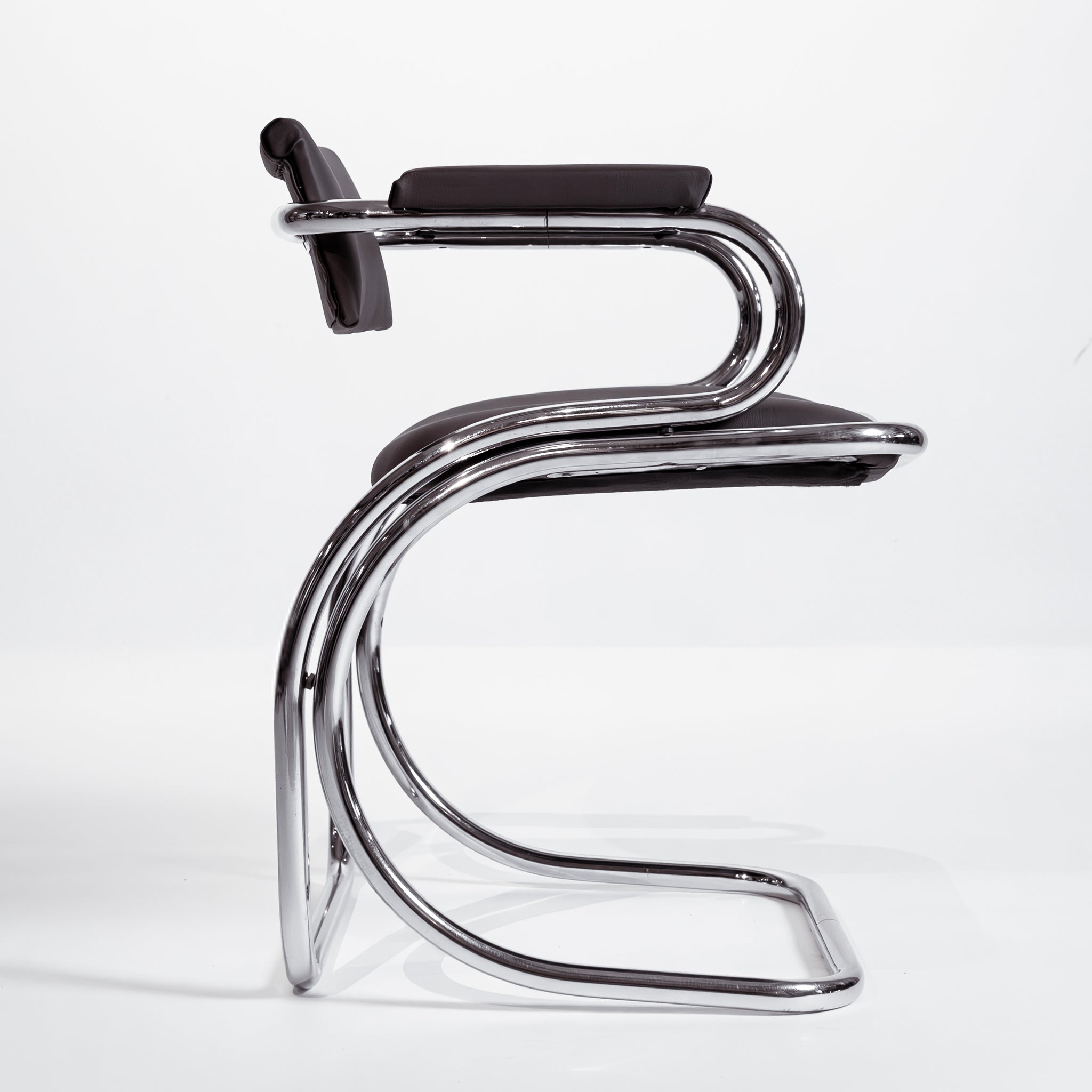 Silla Cantiléver Italiana Vintage en Metal Tubular Cromado, Años 70