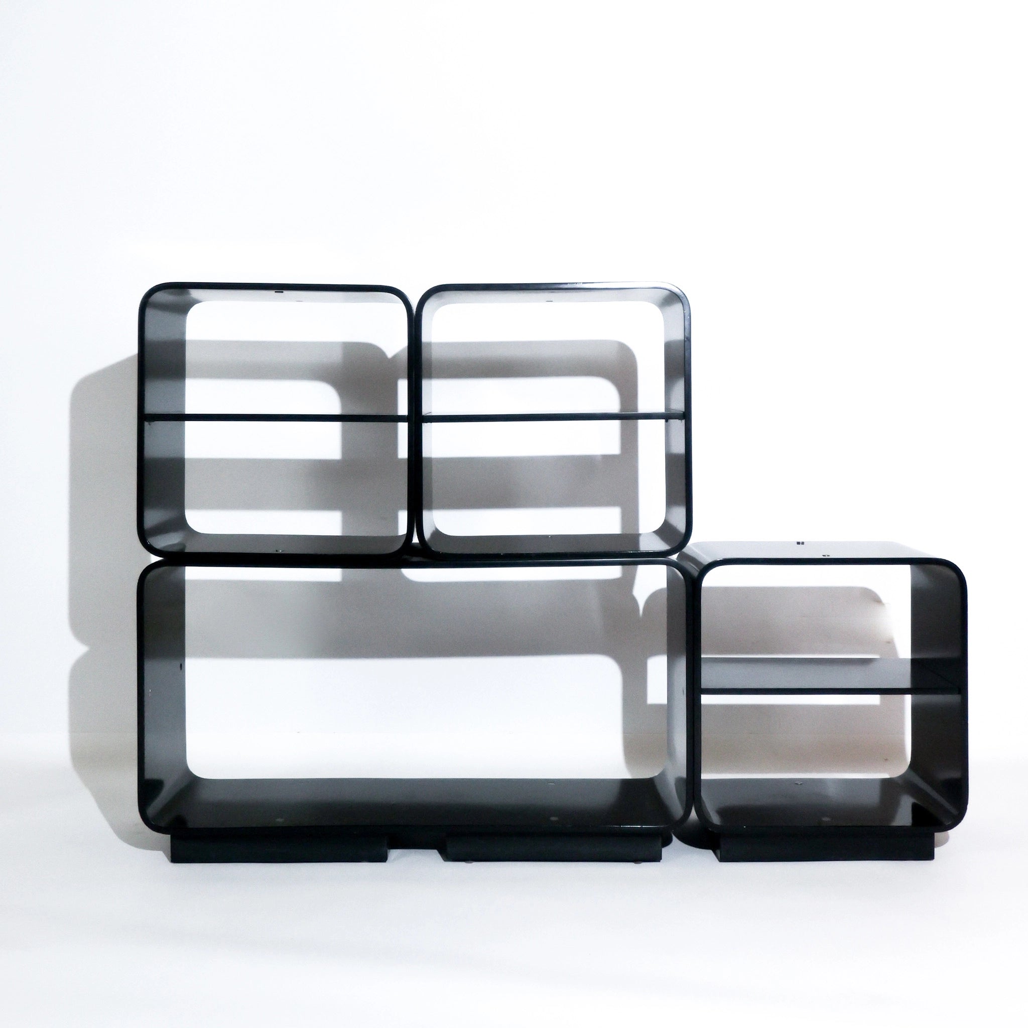 1970s Italian Black Lacquered Shelf Unit by Carlo De Carli for Fiarm