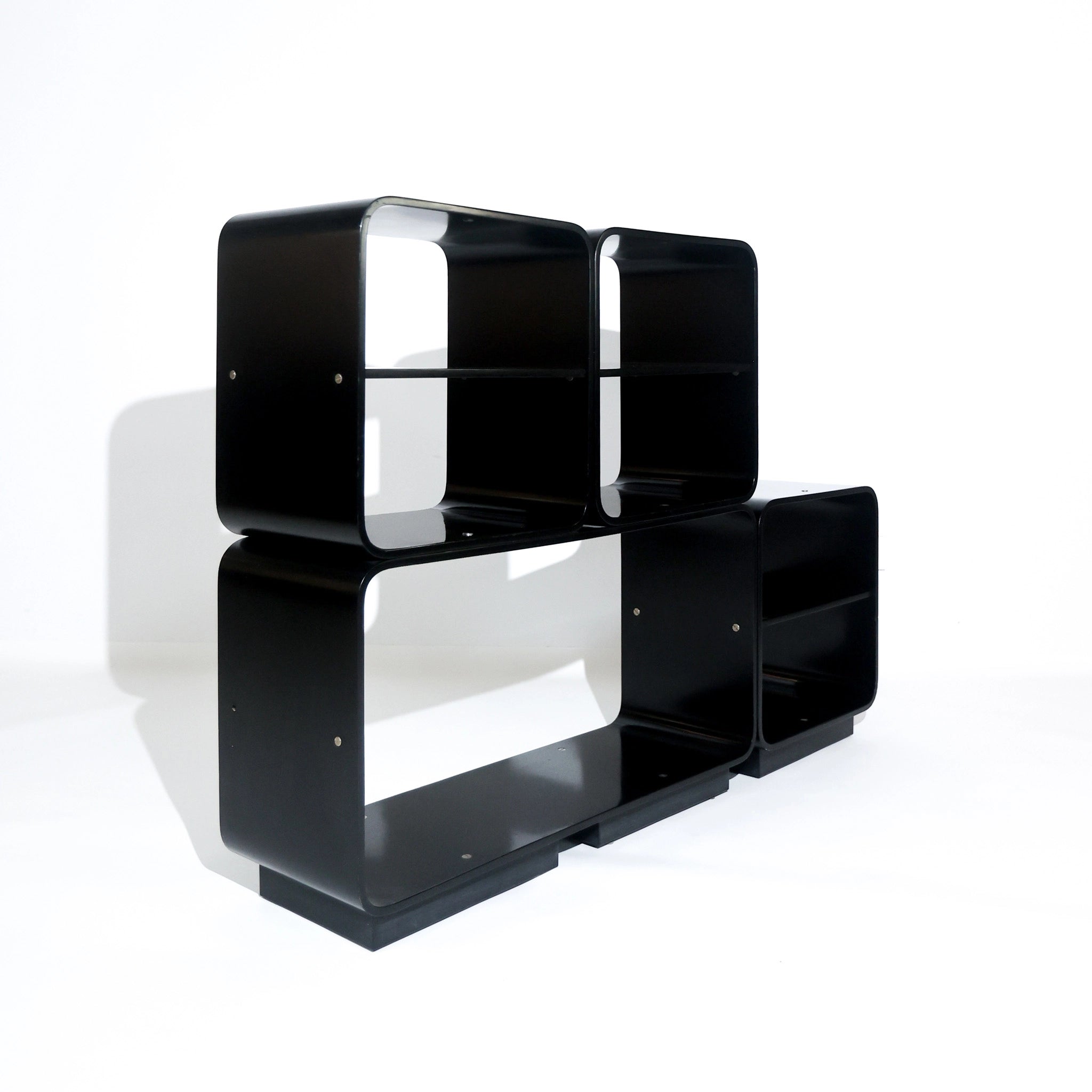 1970s Italian Black Lacquered Shelf Unit by Carlo De Carli for Fiarm