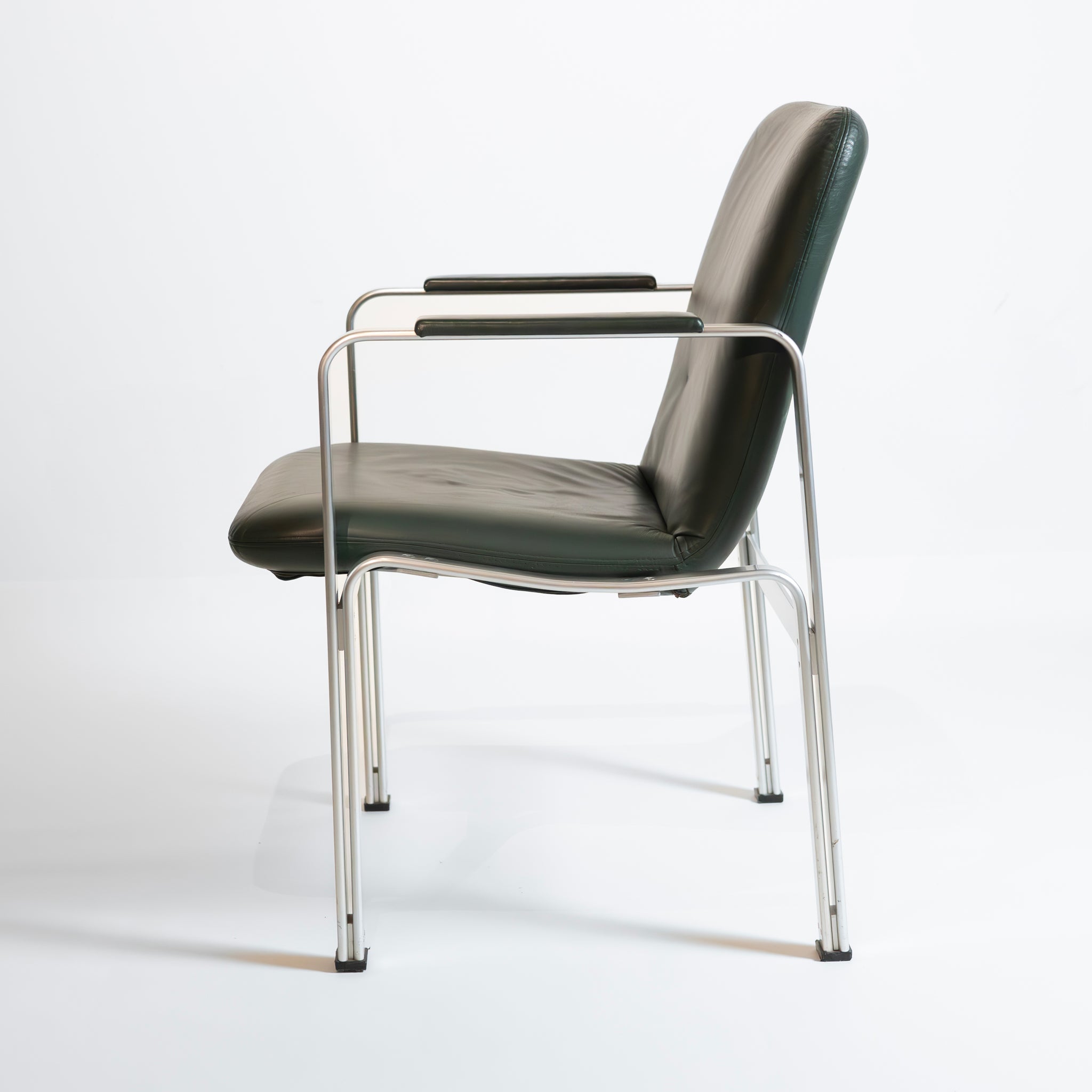 Vintage Office Chair by Karl-Erik Ekselius in Green Leather, 1970s