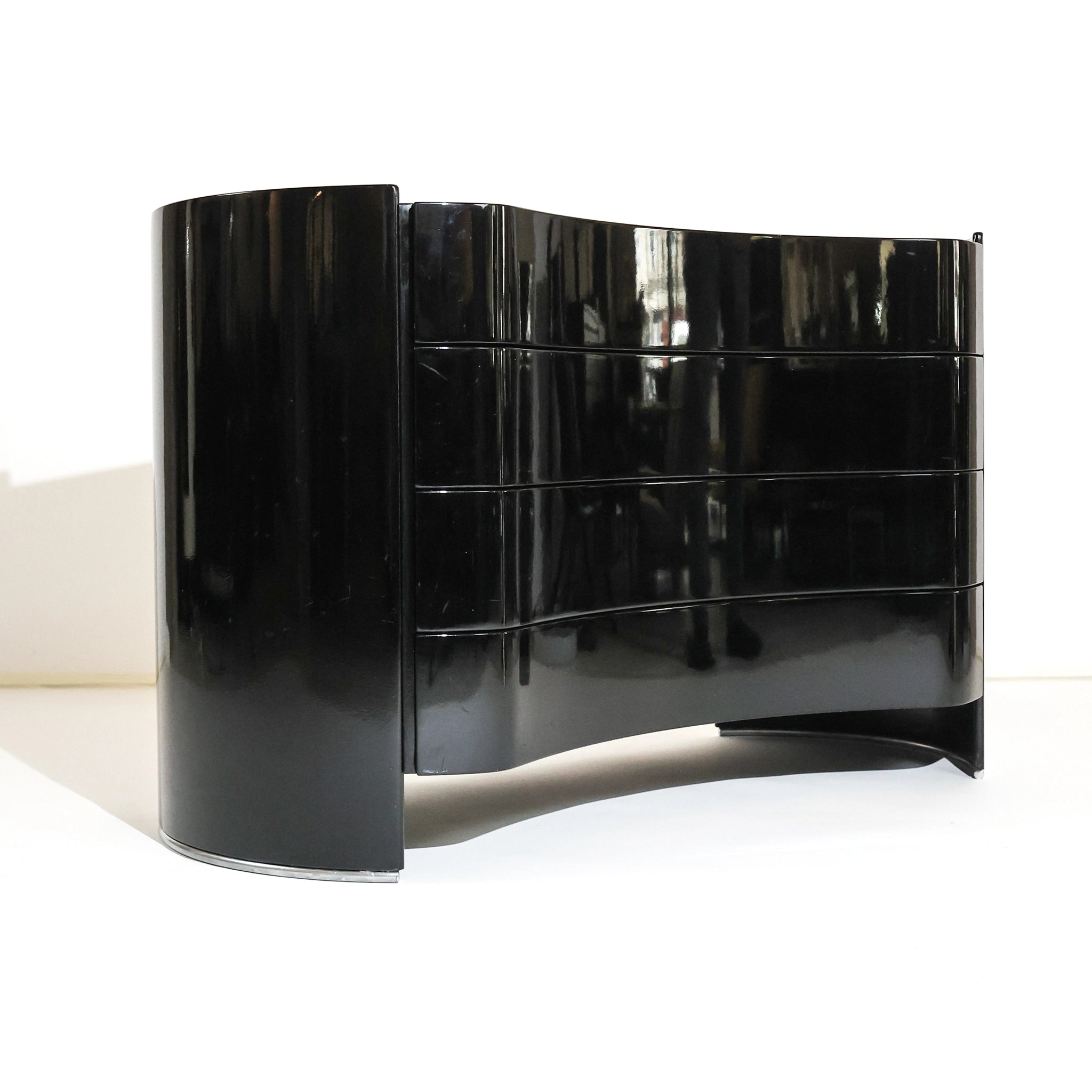 "Aiace" Black Curved Chest of Drawers by Benatti, Italy, 1970s