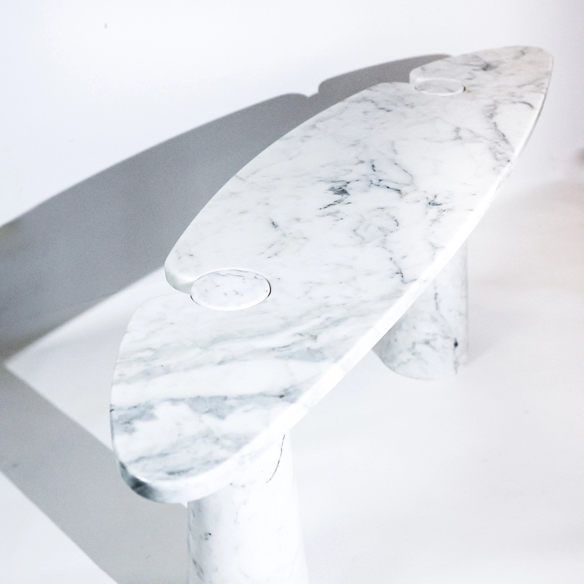 Eros Console Table by Angelo Mangiarotti for Skipper (1970s) – White Carrara Marble