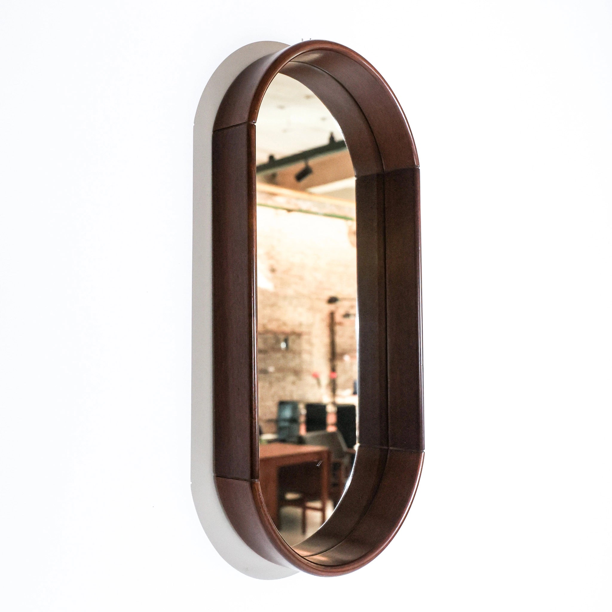 Large Oval Mid-Century Modern Wall Mirror, Italy 1960s