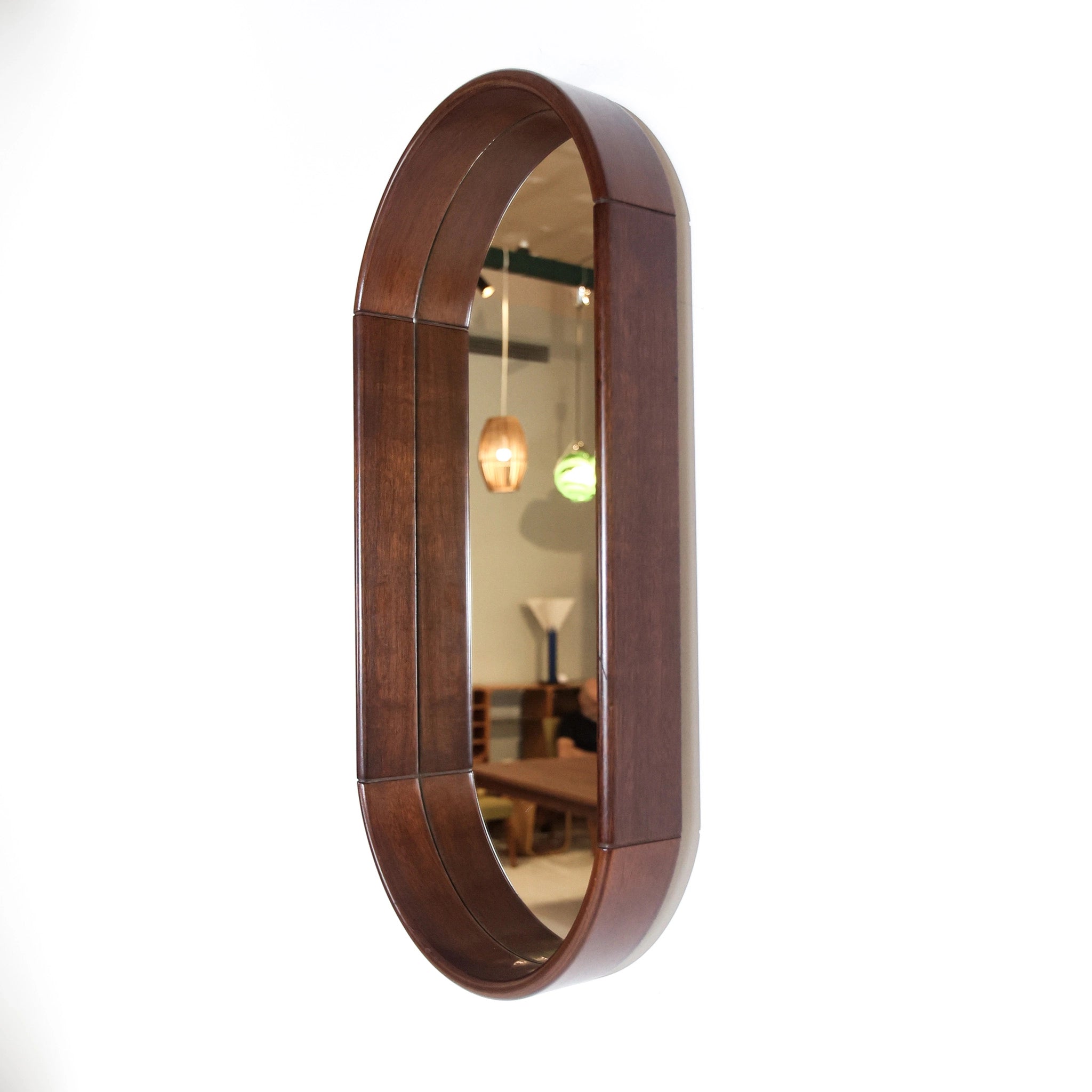 Large Oval Mid-Century Modern Wall Mirror, Italy 1960s