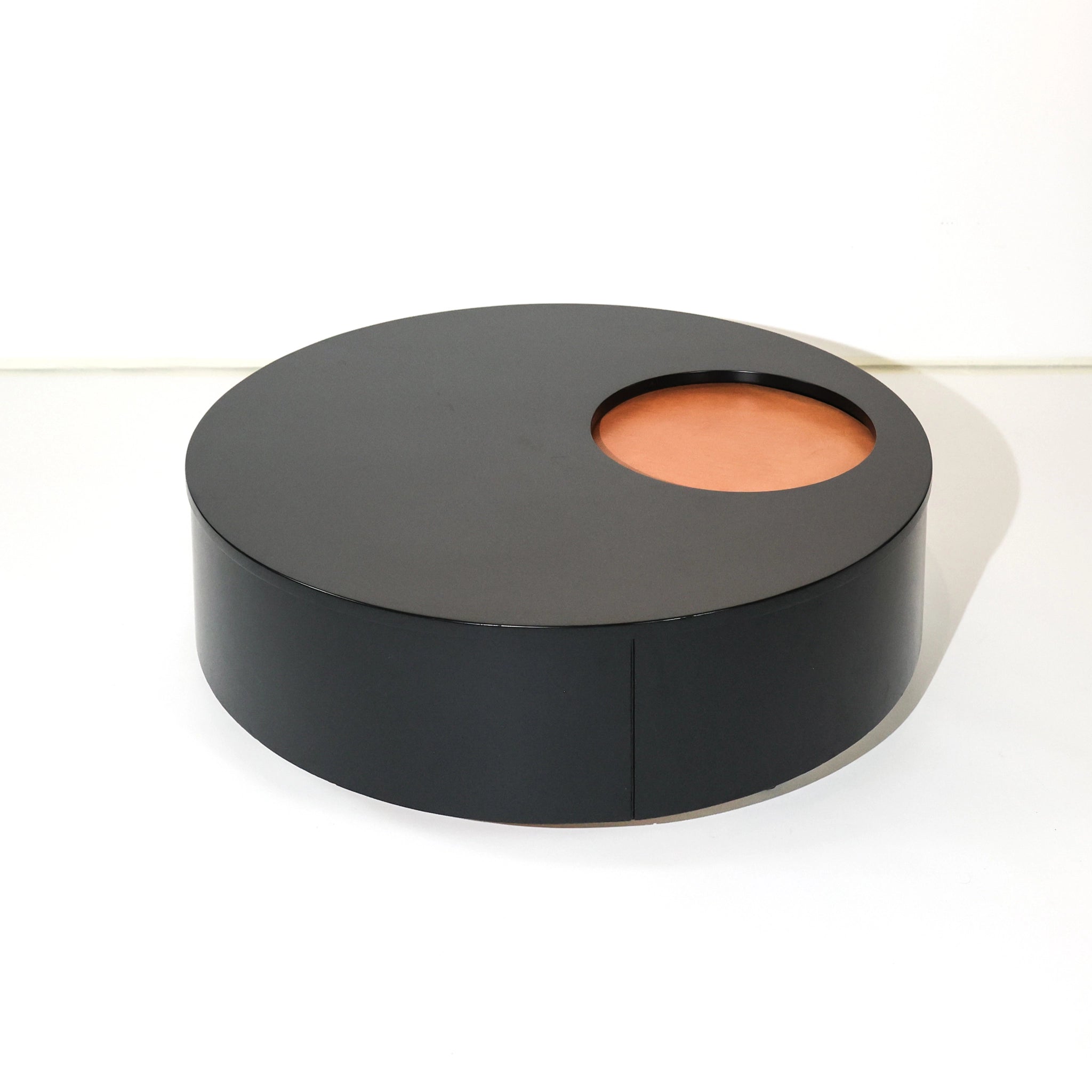 Postmodern Italian Round Coffee Table with Storage