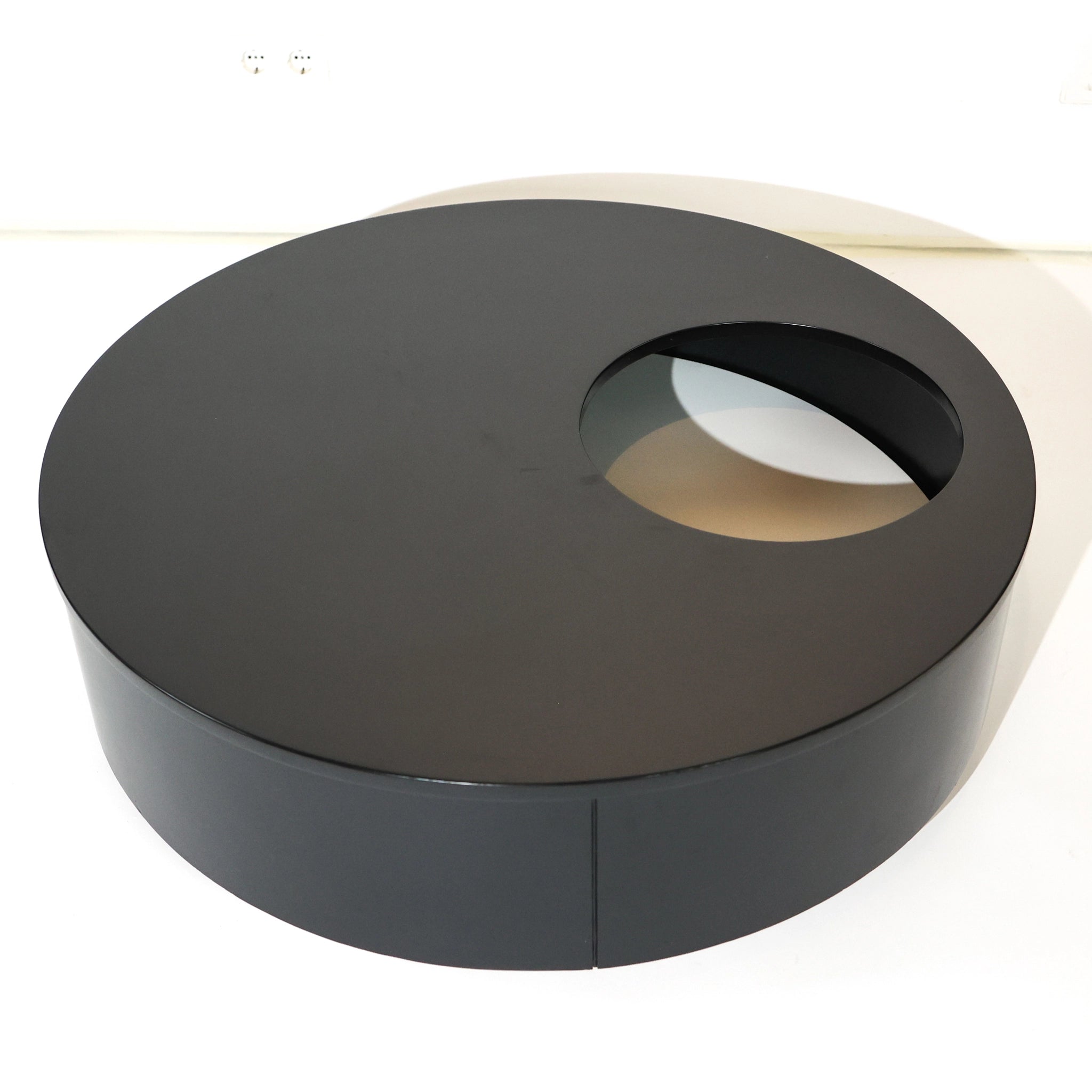 Postmodern Italian Round Coffee Table with Storage