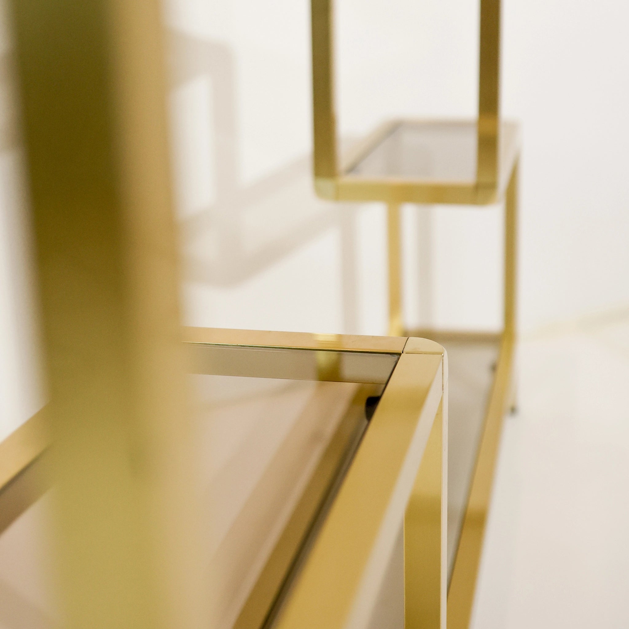 Vintage Brass and Smoked Glass Shelves