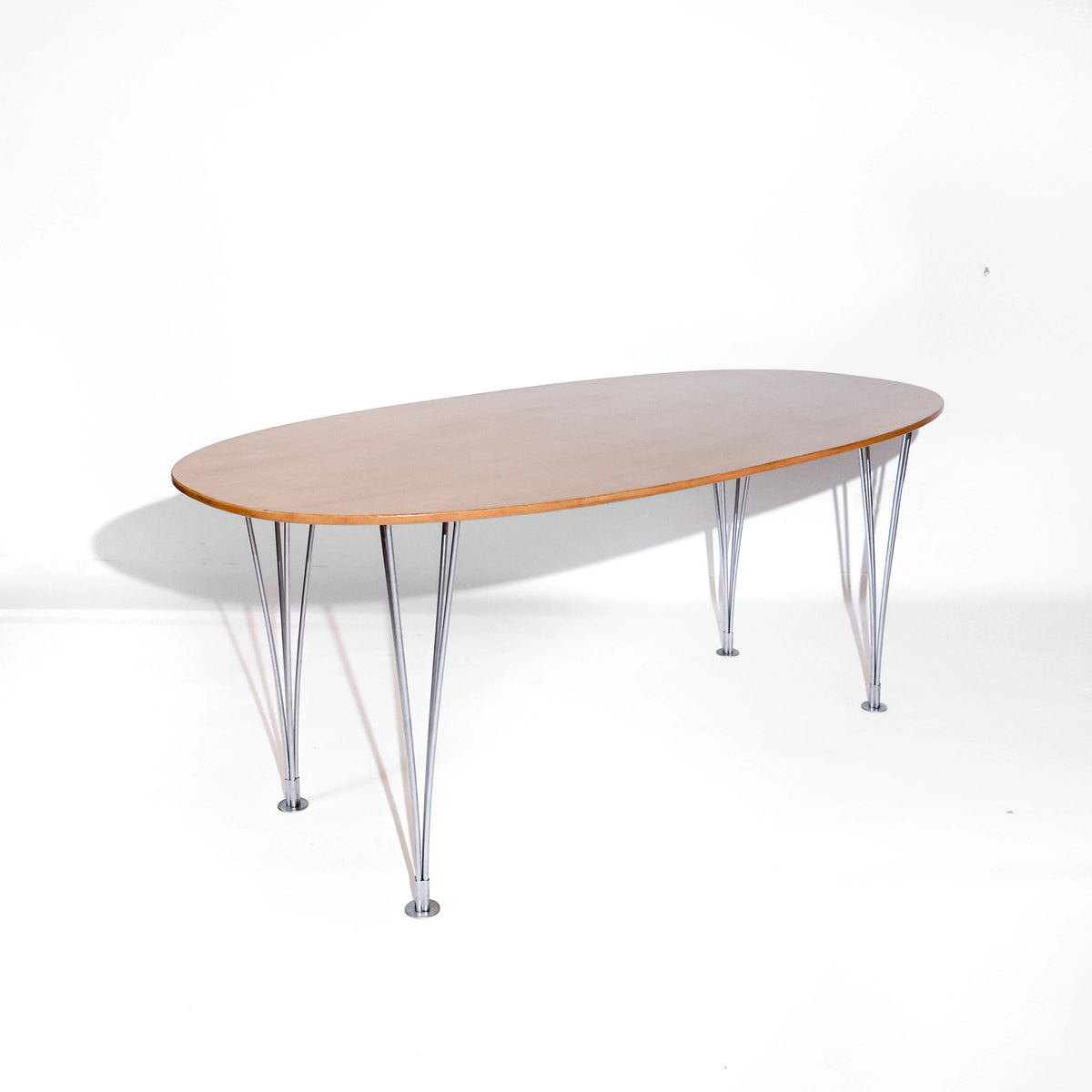 Mesa de comedor vintage Super-Ellipse de Piet Hein, Bruno Mathsson y Arne Jacobsen para Fritz Hansen, abedul de Carelia