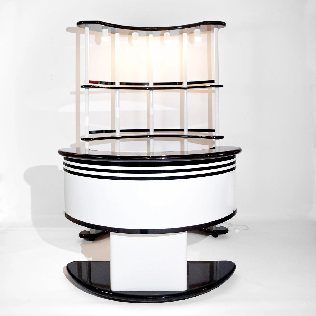 Mueble Bar Vintage de Guzzini para Stilglass Donati, Negro y Blanco, Italia, Años 70
