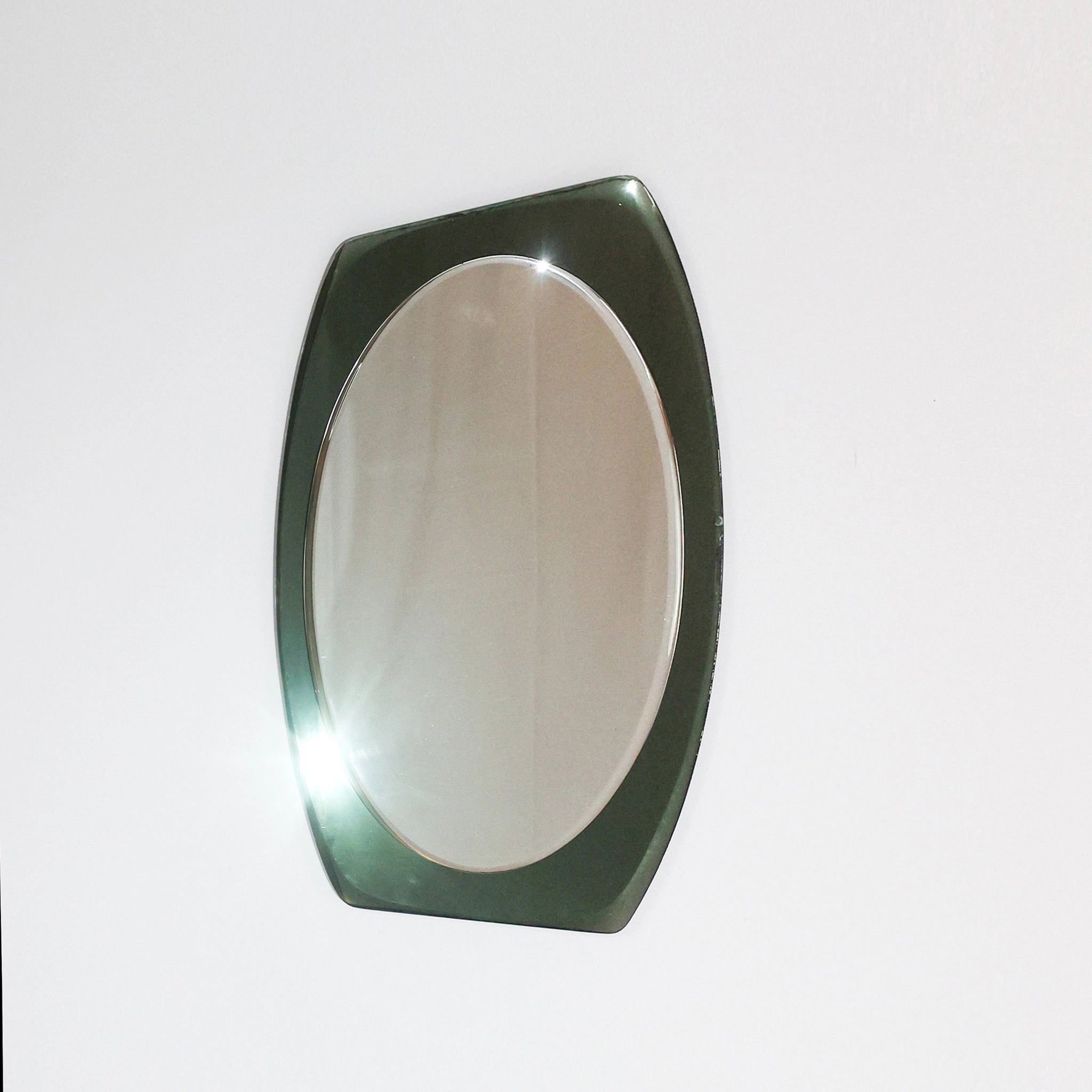 1950s Green Cristal Arte Italian Vintage Mirror