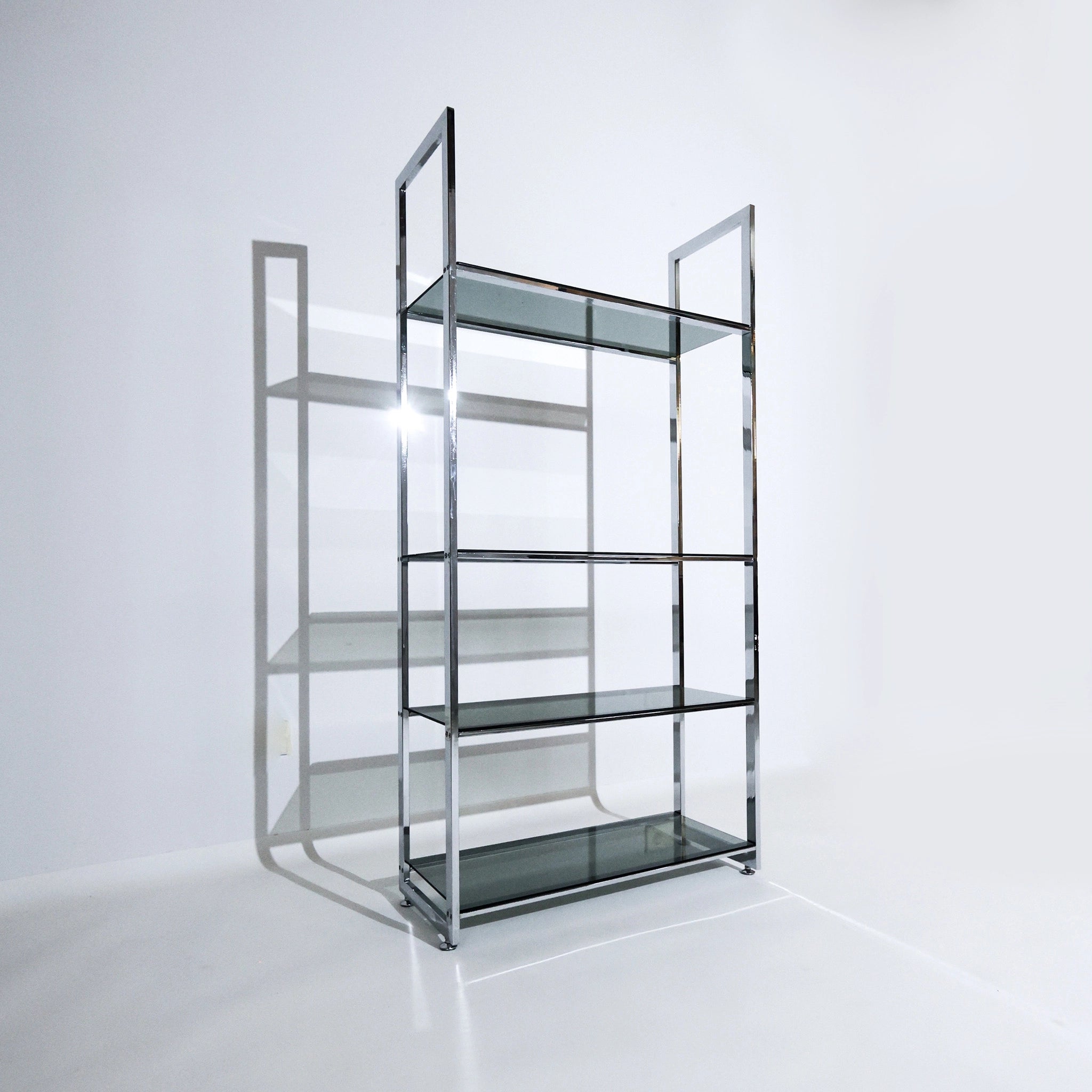Free Standing Italian Vintage Chrome Shelving Unit, 1970s