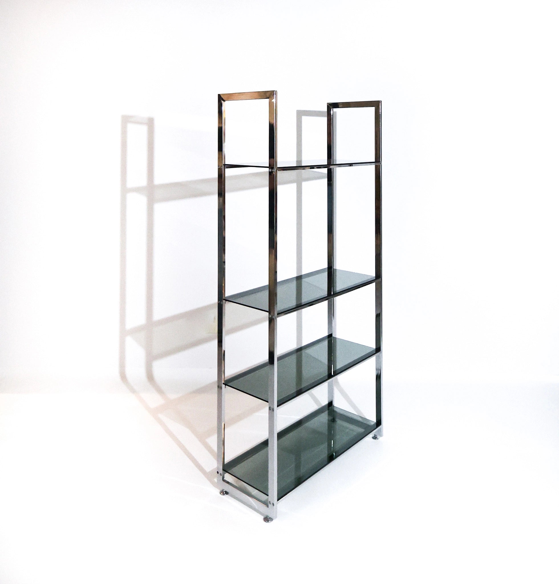 Free Standing Italian Vintage Chrome Shelving Unit, 1970s