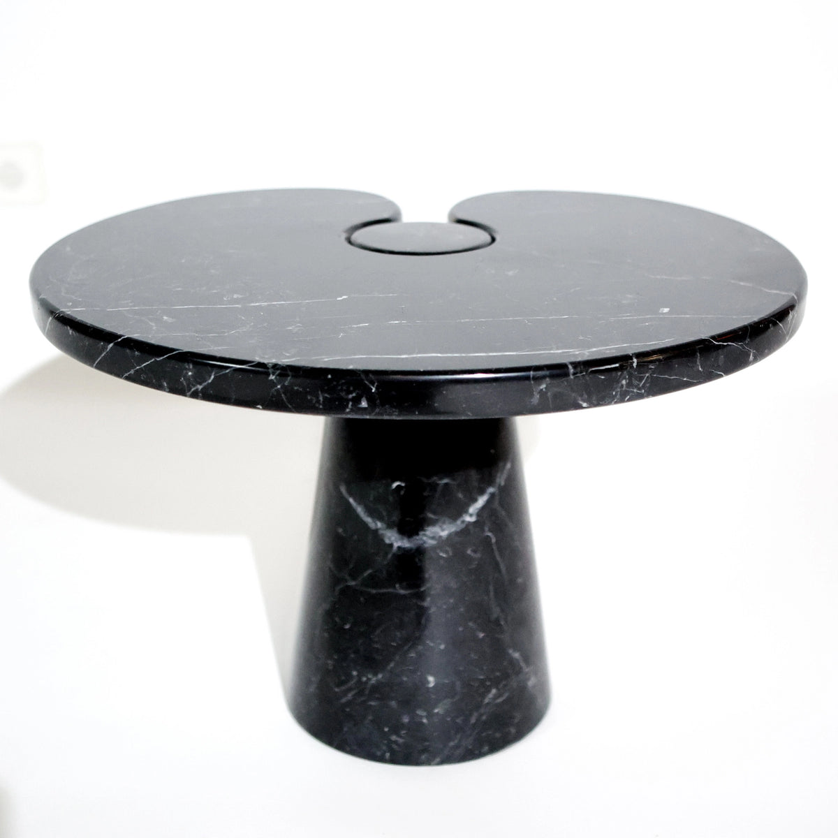 Mesa de pedestal vintage de mármol negro Marquina, serie Eros de Angelo Mangiarotti para Skipper, Italia, 1970