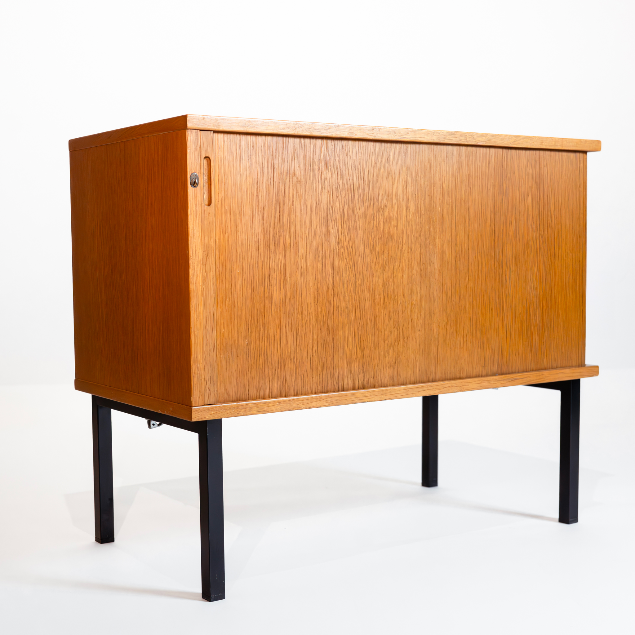 Small Vintage Scandinavian Cabinet with Tambour Door