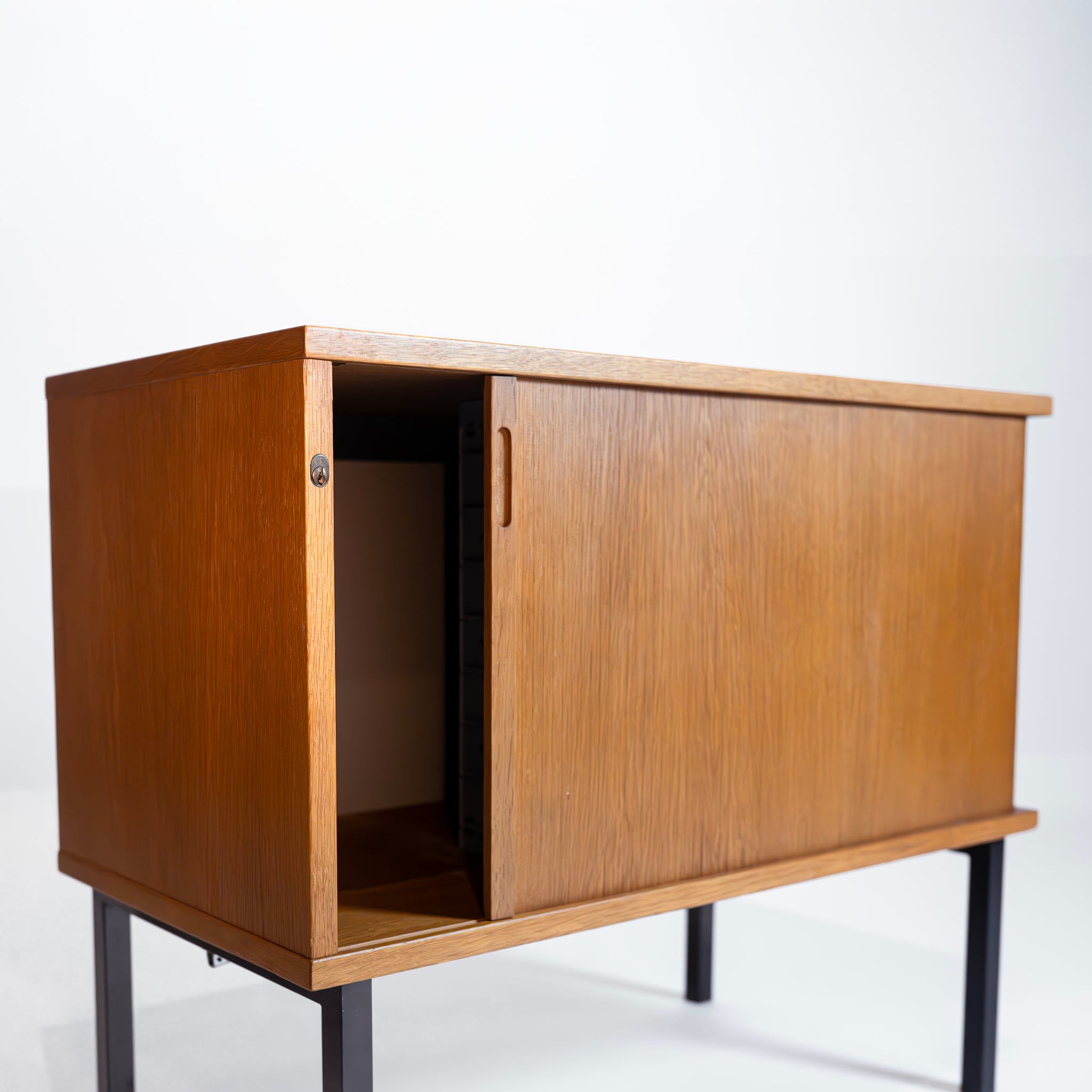 Small Vintage Scandinavian Cabinet with Tambour Door