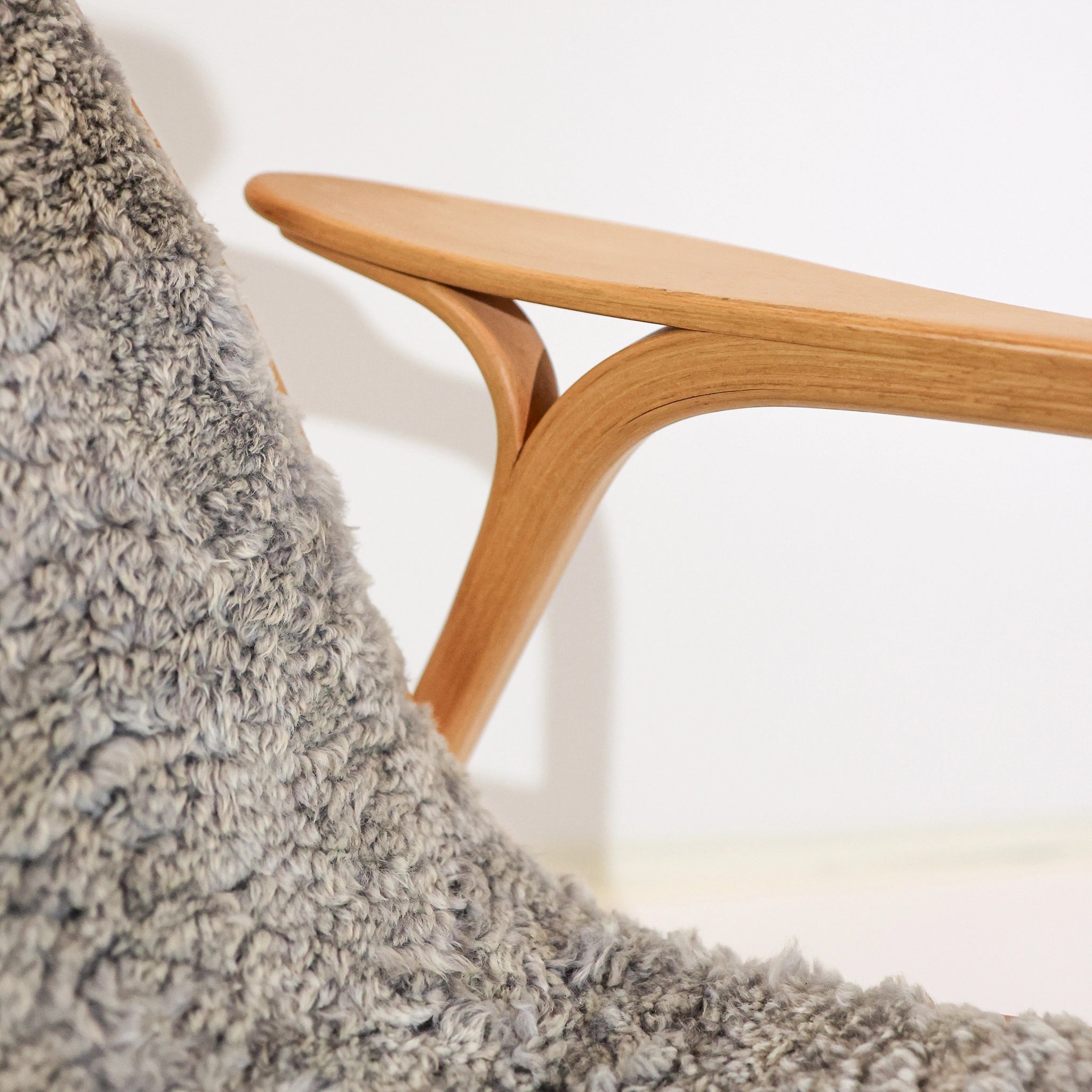 Vintage Swedese Lamino Chair & Stool in Grey Sheepskin