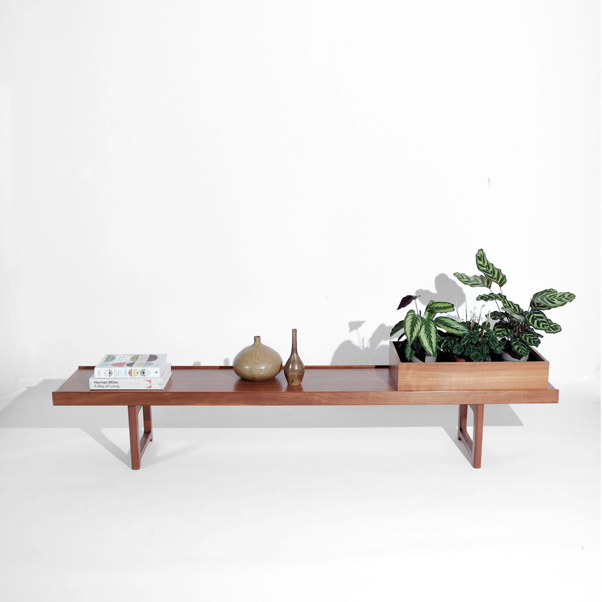 Banco Vintage Krobo de Torbjørn Afdal para Bruksbo con Tres Jardineras, Palisandro, Noruega, Años 60